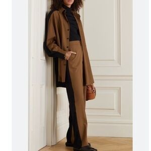 NWT Gauchere Shirt Thioro Two Toned Wool-Blend and Twill in Caramel Black